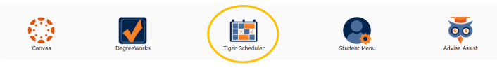 AU Access table of links with Tiger Scheduler circled