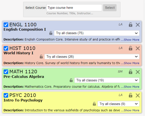 Selected courses