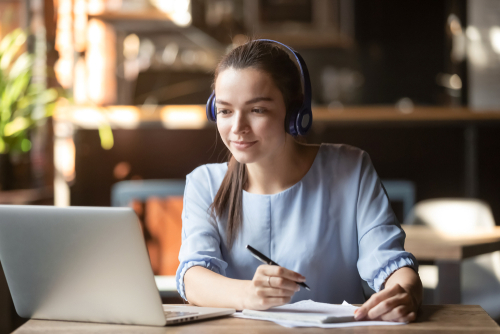 Student working online 