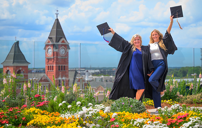 Sarah and Melody Pelham class 2025 Mom daughter in cap and gown