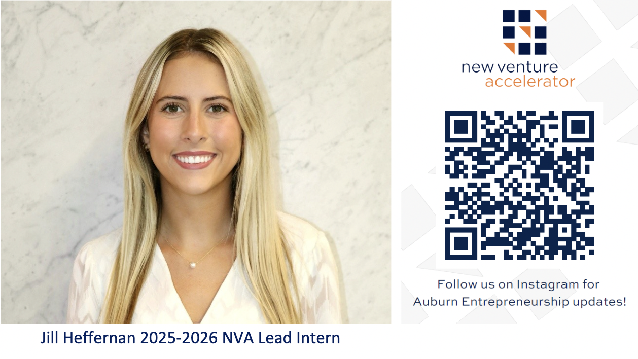 Jill Heffernan NVA lead marketing intern NVA woman intern headshot and QR code