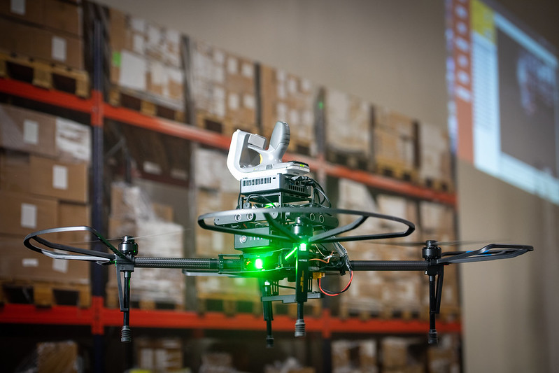 Drone flying in RFID Lab at Auburn