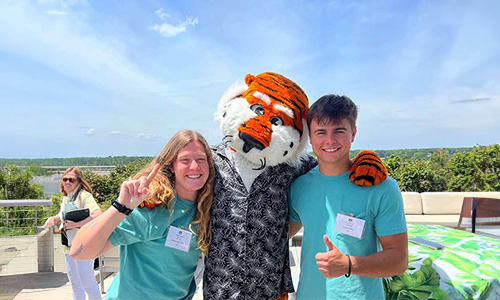 Lindsey McCreight with Aubie and BAP Member