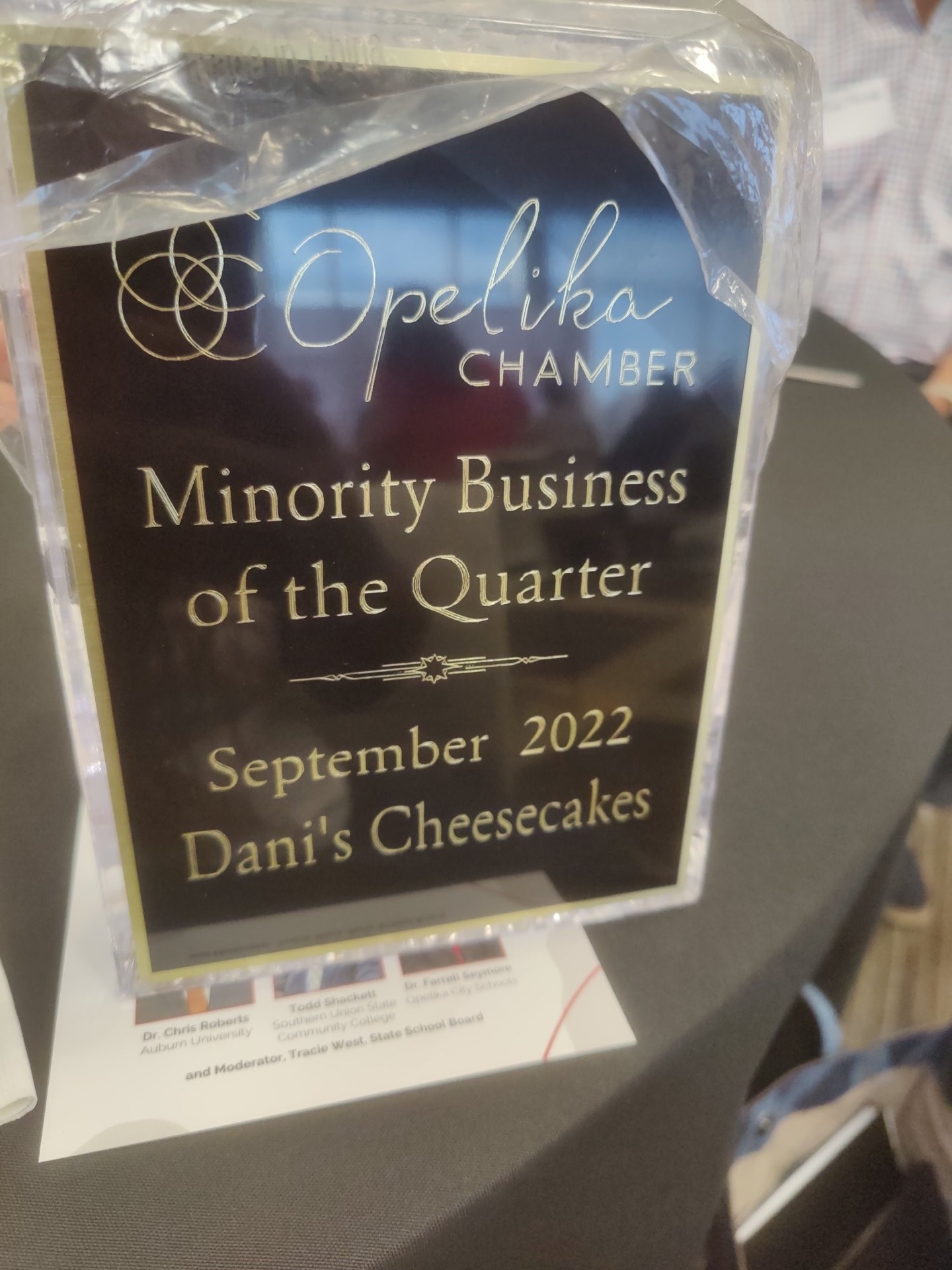 Opelika Chamber Minority Business of the Quarter September 2022, Dani's Cheescakes