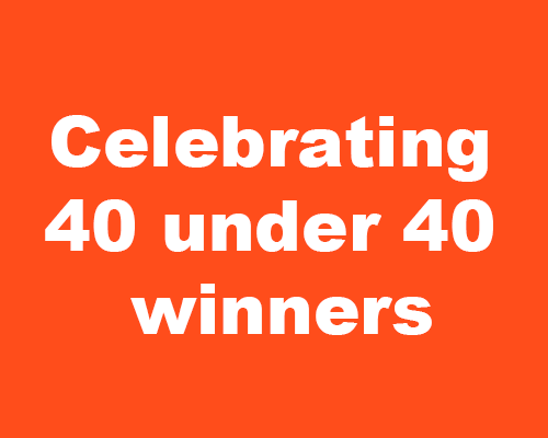 Celebrating 40 under 40 winners text